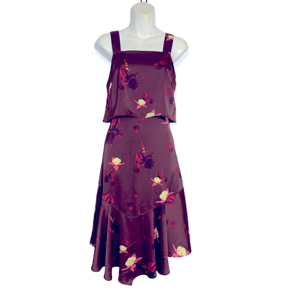 Y.A.S Burgundy floral midi dress XS